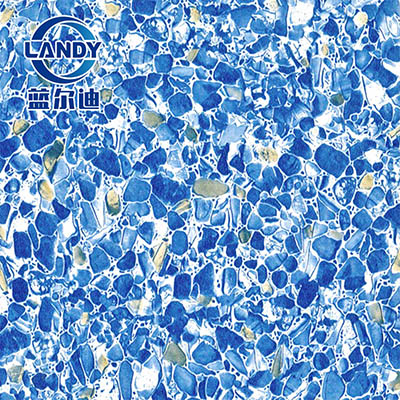 蓝色小石子泳池胶膜
